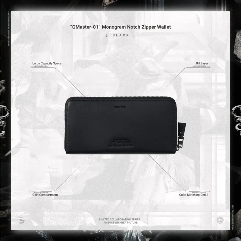 【master-piece×GOOPiMADE】“GMaster-01” Monogram Notch Zipper Wallet Black Free