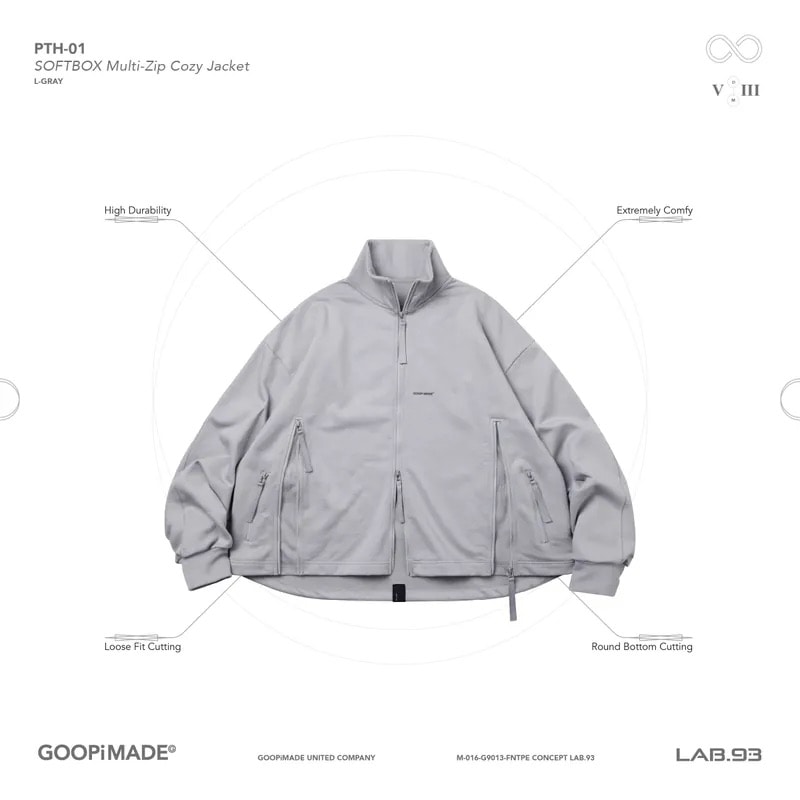 GOOPiMADE】SOFTBOX Multi-Zip Cozy Jacket(1 L-Gray)| MSPC GOOPiMADE】SOFTBOX Multi-Zip Cozy Jacket(1 L-Gray)| MSPC