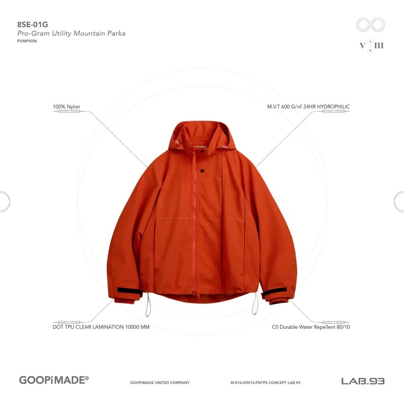 【GOOPiMADE】Pro-Gram Utility Mountain Parka Pumpkin 1