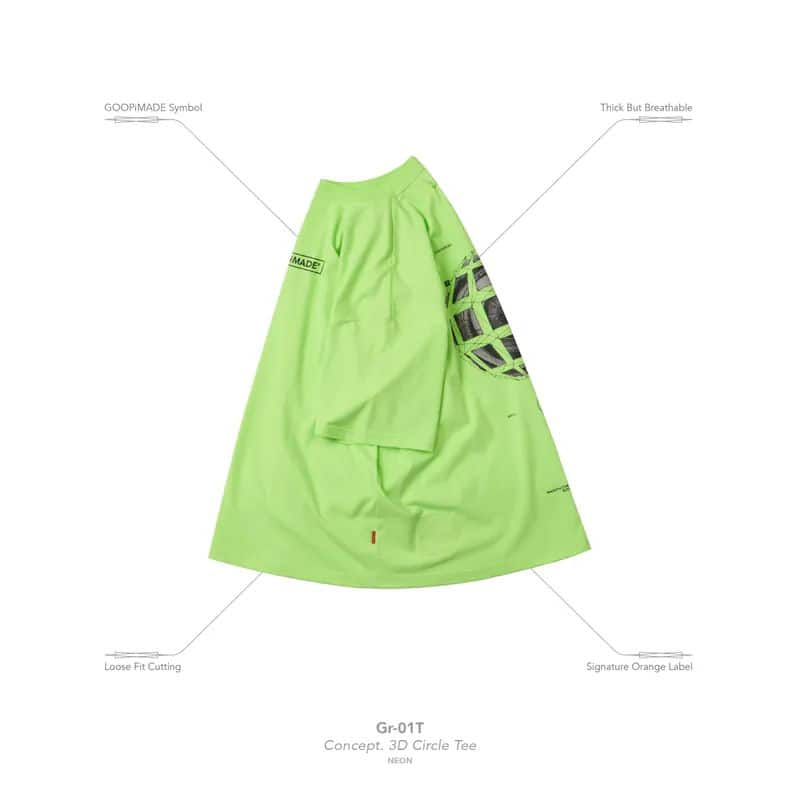 【GOOPiMADE】"Gr-01T" Concept. 3D Circle Tee - Neon Neon 1