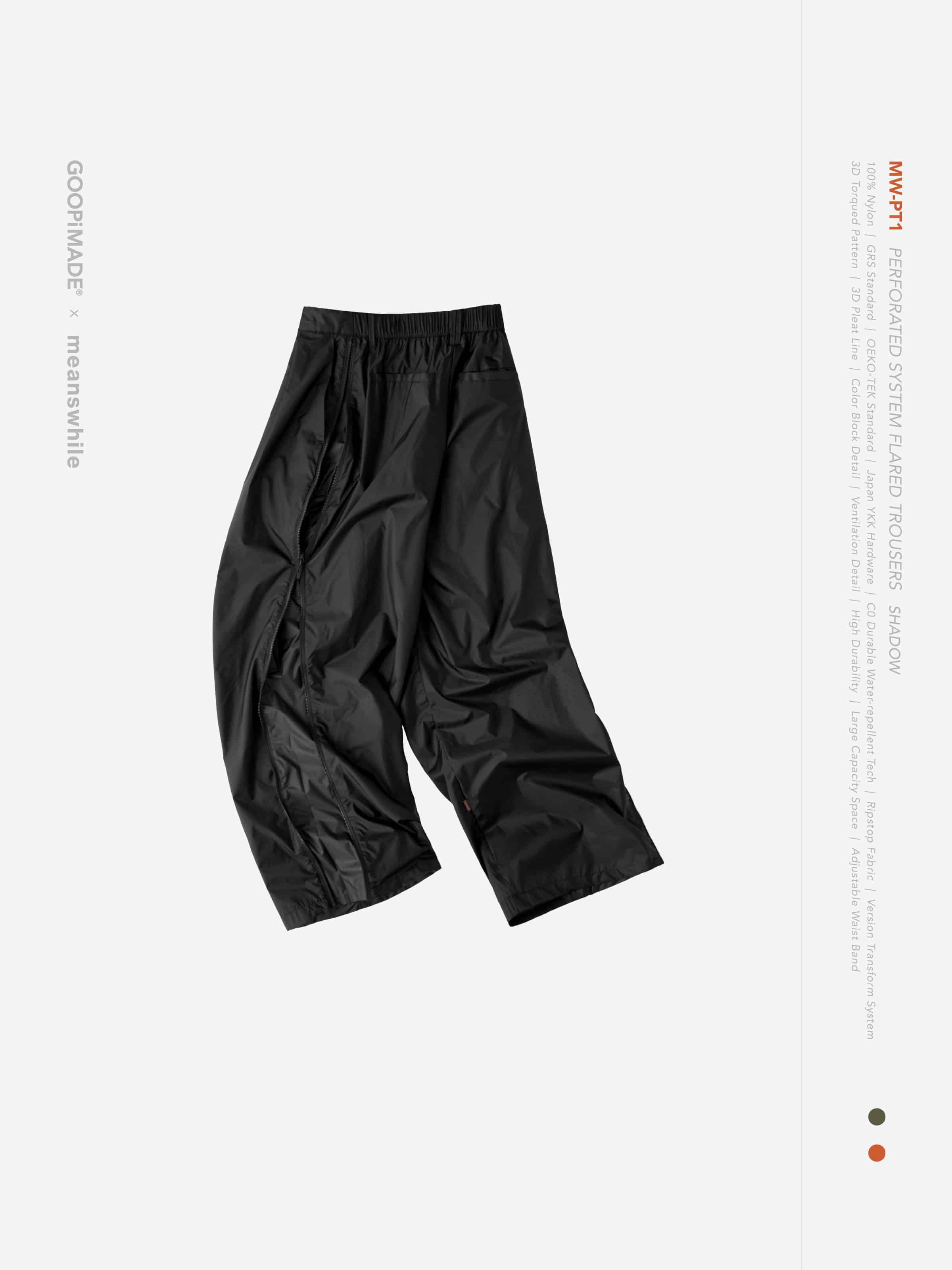【GOOPiMADE×meanswhile】“MW-PT1” Perforated System Flared Trousers - Shadow Shadow 1