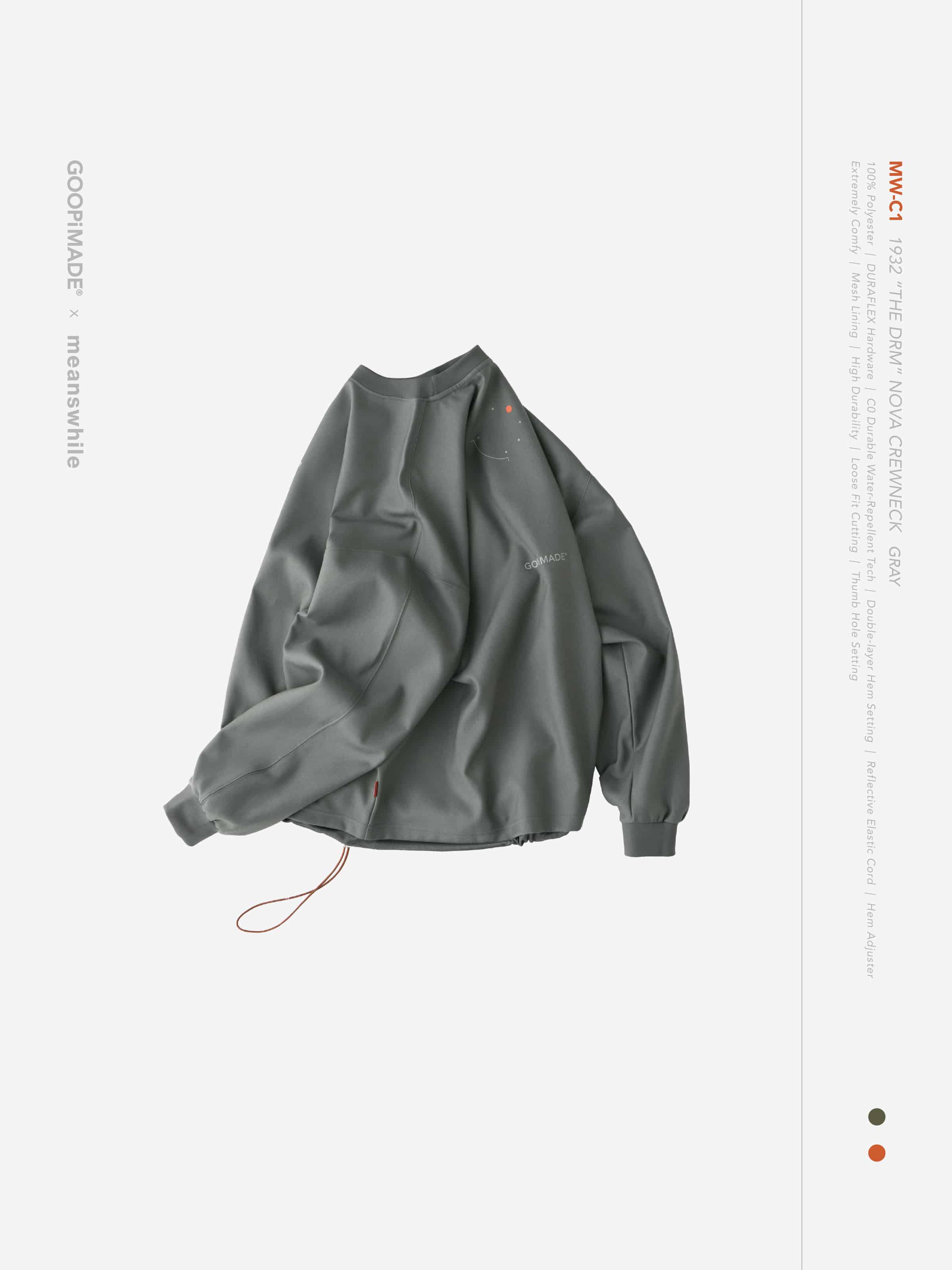  【GOOPiMADE×meanswhile】“MW-C1” 1932 “THE DRM” Nova Crewneck - Gray Gray 1