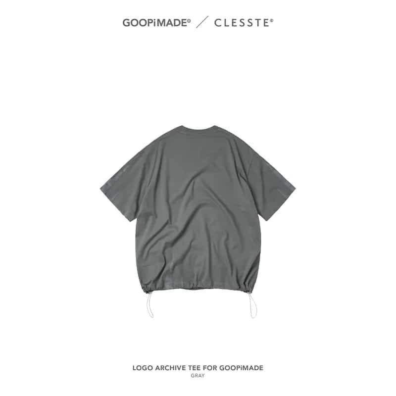 【GOOPiMADE】LOGO ARCHIVE TEE WITH DRAWSTRING FOR GOOPiMADE - GRAY GRAY 1