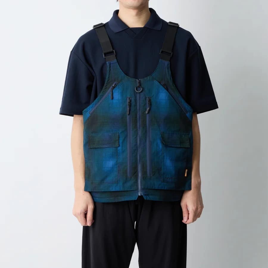 【White Mountaineering】WM × GRIPSWANY OMBRE CHECK 2WAY GEAR PACK VEST 4.0 (NAVY) NAVY M