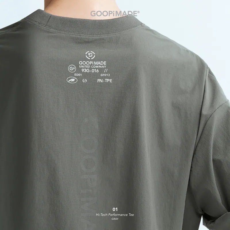 【GOOPiMADE】01 Hi-Tech Performance Tee - Gray Gray 1