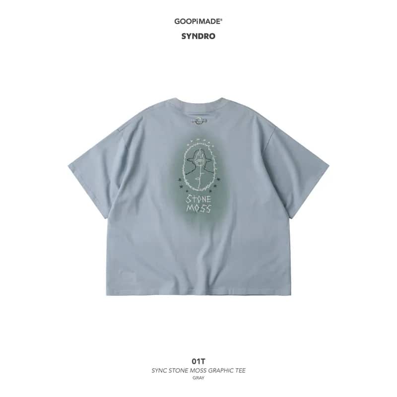 【GOOPIMADE】01T-SYNC STONE MOSS GRAPHIC TEE (GRAY) GRAY 1