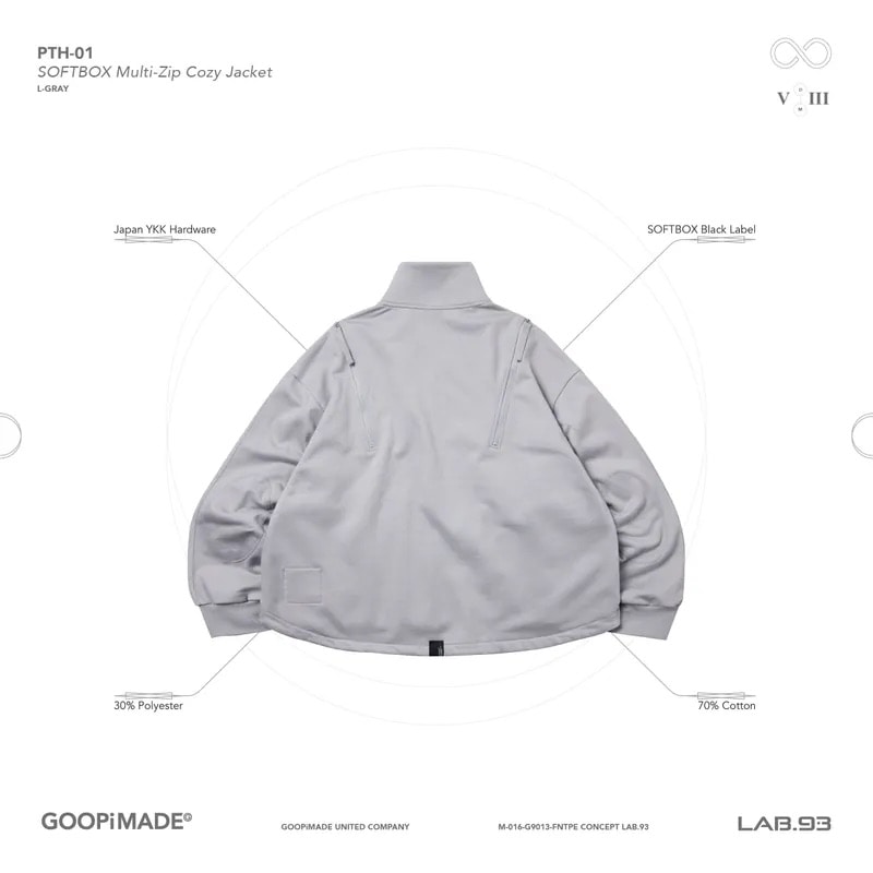 GOOPiMADE】SOFTBOX Multi-Zip Cozy Jacket(1 L-Gray)| MSPC GOOPiMADE】SOFTBOX Multi-Zip Cozy Jacket(1 L-Gray)| MSPC