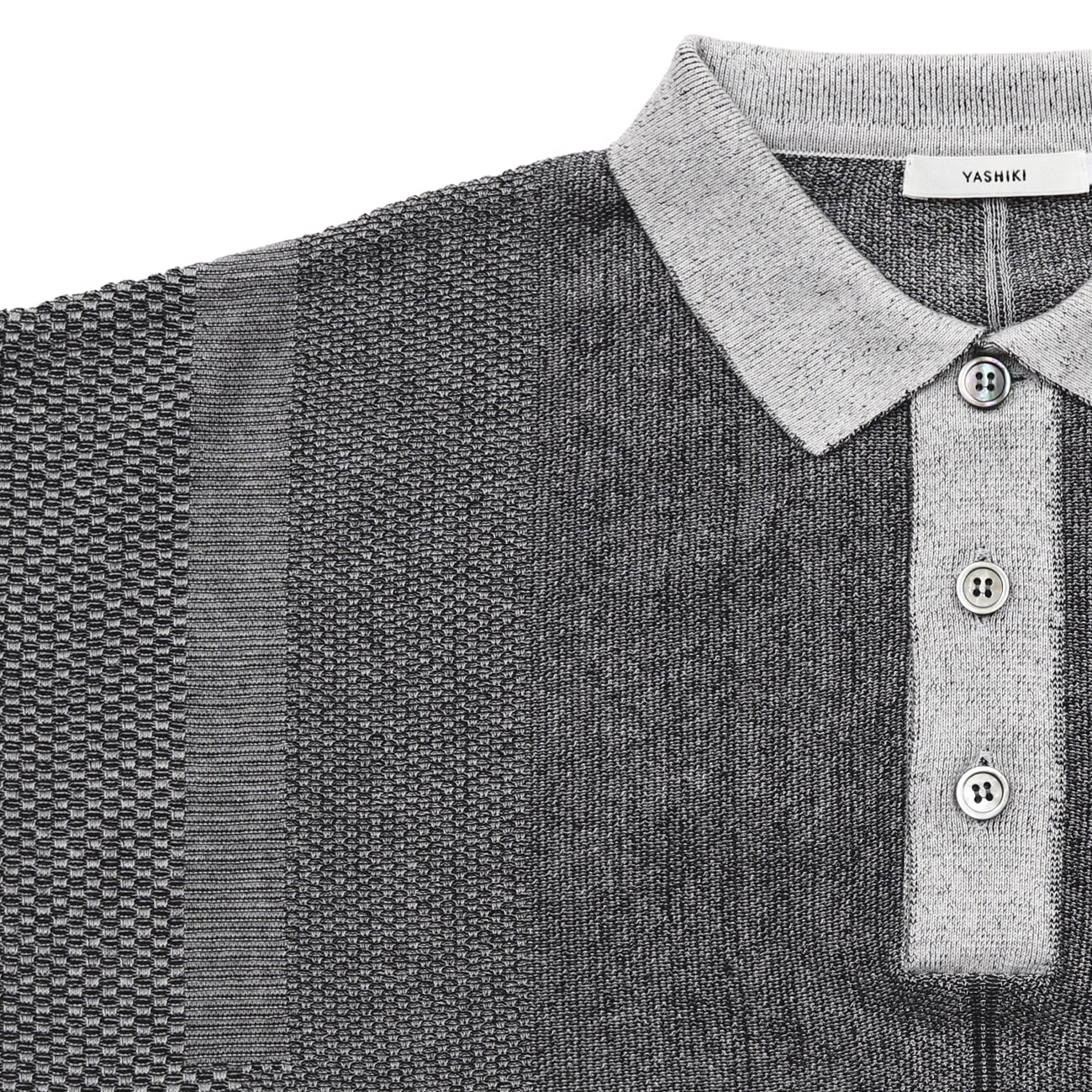 YASHIKI】Umiiro Knit Polo（海色）(2 MIX-GRAY)｜ MSPC