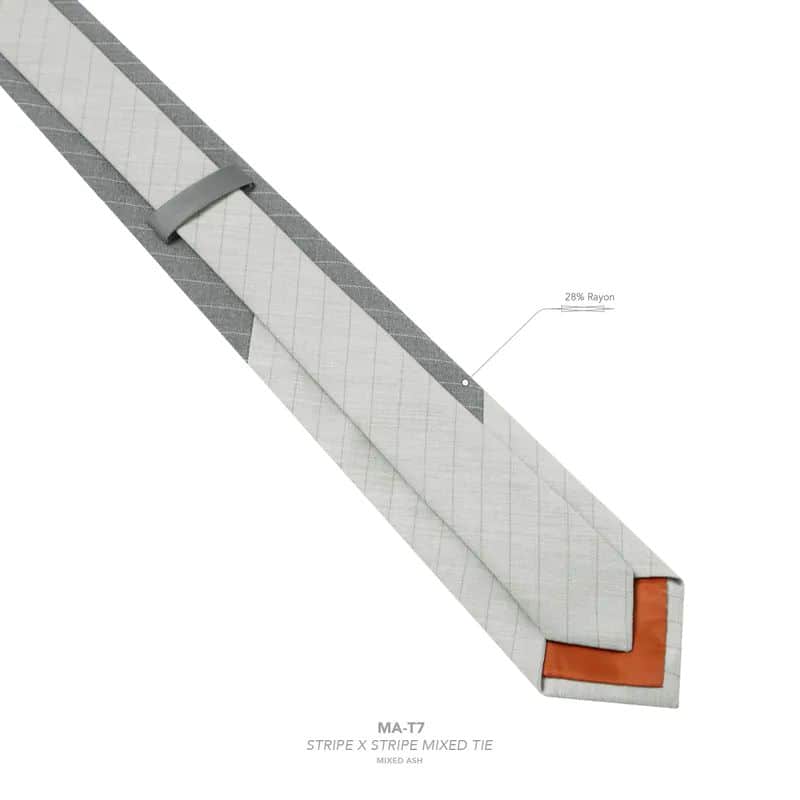 【GOOPiMADE】“MA-T7” Stripe x Stripe Mixed Tie - Mixed Ash Mixed Ash Free