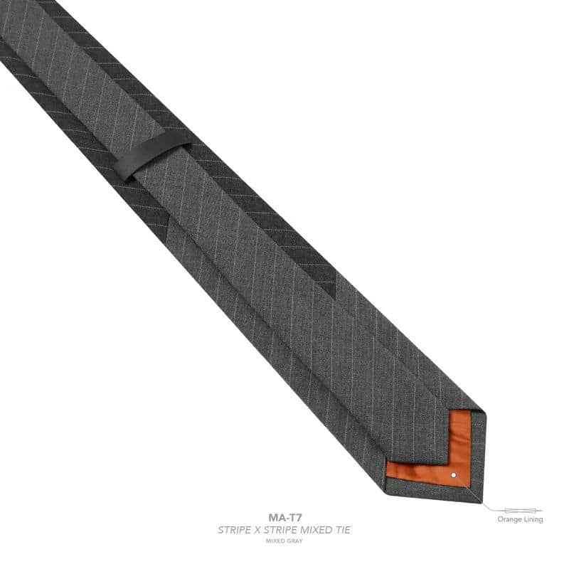 【GOOPiMADE】“MA-T7” Stripe x Stripe Mixed Tie - Mixed Gray Mixed Gray Free