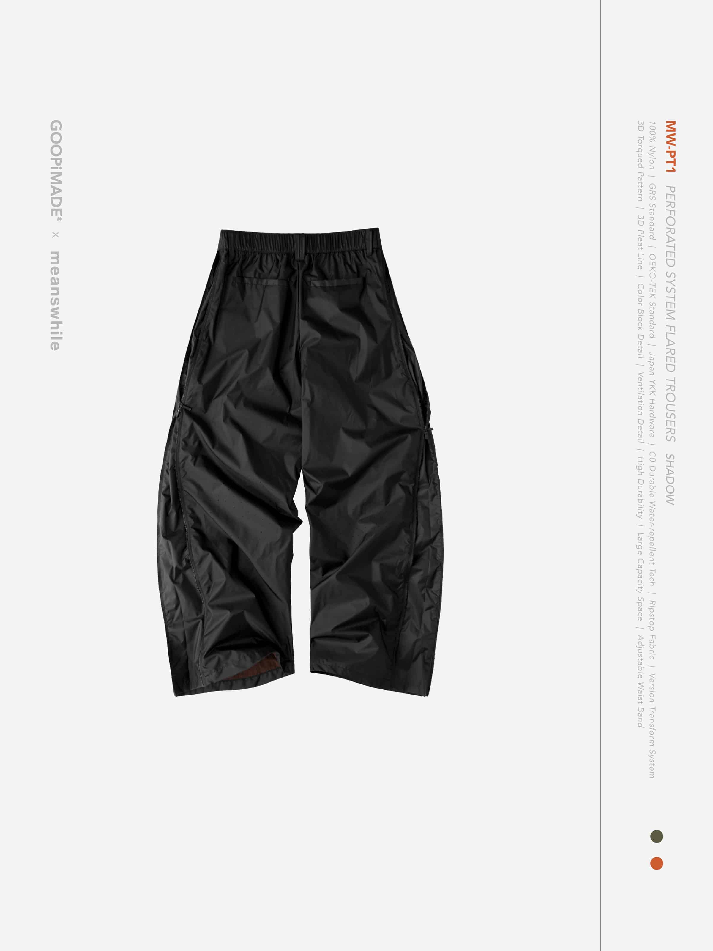 【GOOPiMADE×meanswhile】“MW-PT1” Perforated System Flared Trousers - Shadow Shadow 1