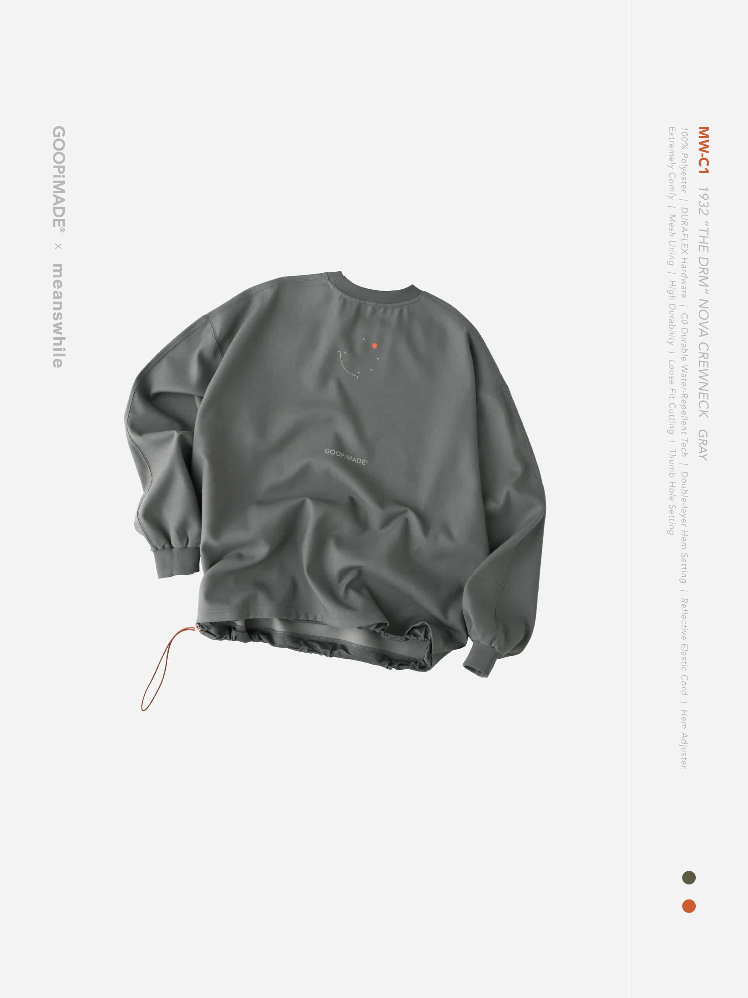  【GOOPiMADE×meanswhile】“MW-C1” 1932 “THE DRM” Nova Crewneck - Gray Gray 1
