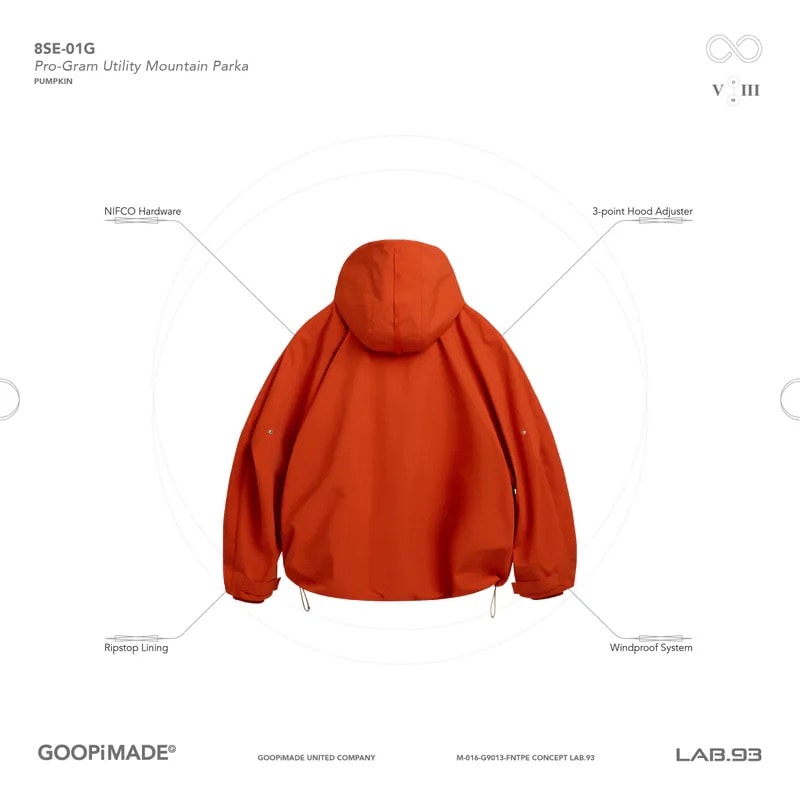 【GOOPiMADE】Pro-Gram Utility Mountain Parka Pumpkin 1