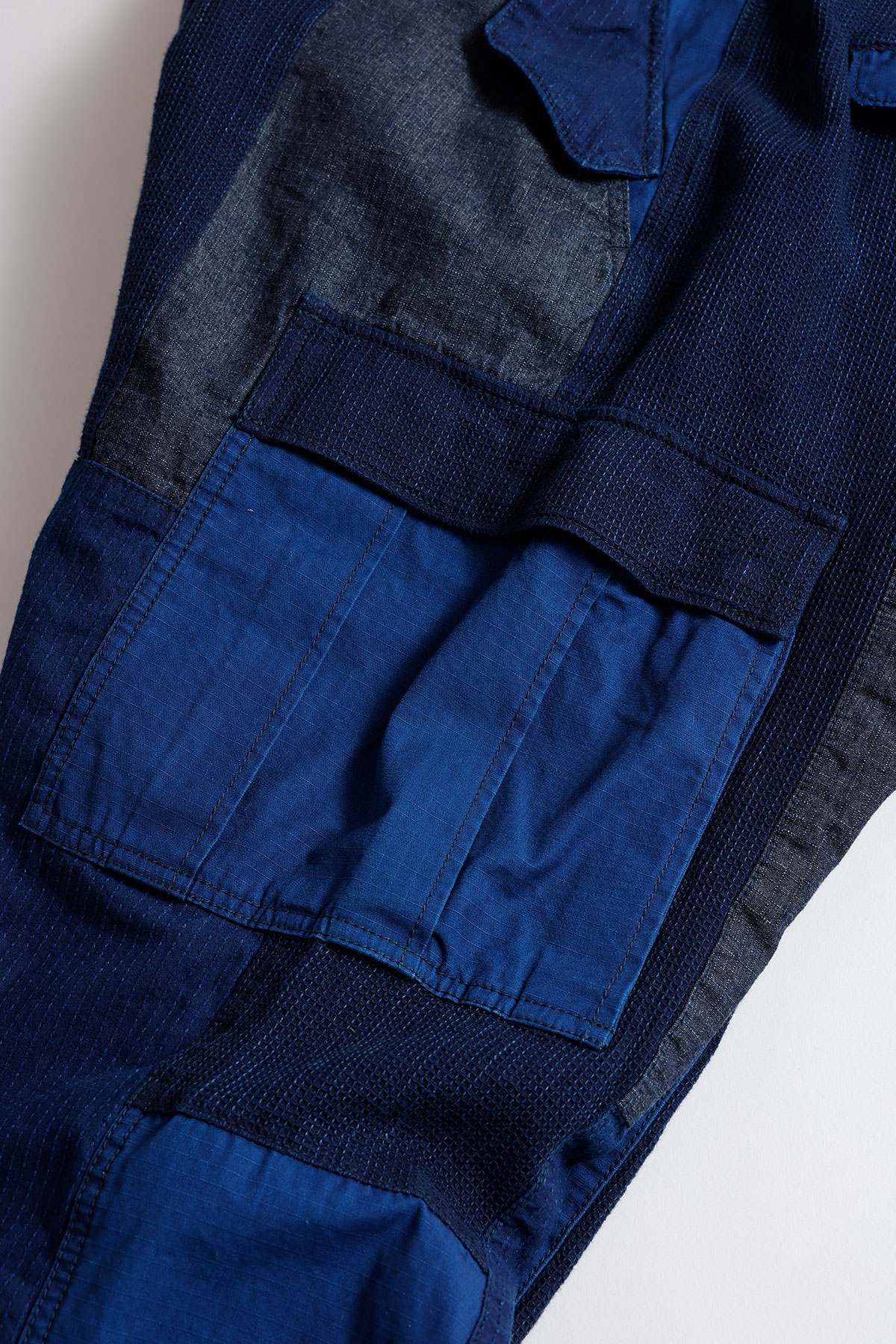 【FDMTL】PATCHWORK CARGO PANTS RINSE INDIGO 30