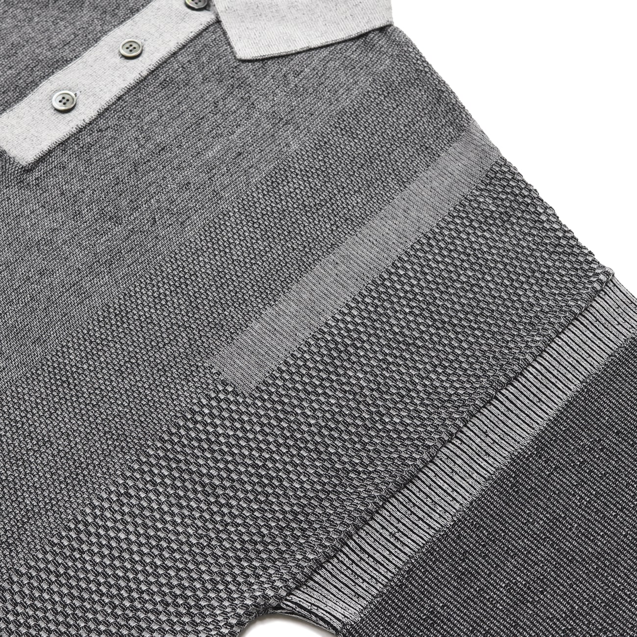 YASHIKI】Umiiro Knit Polo（海色）(2 MIX-GRAY)｜ MSPC