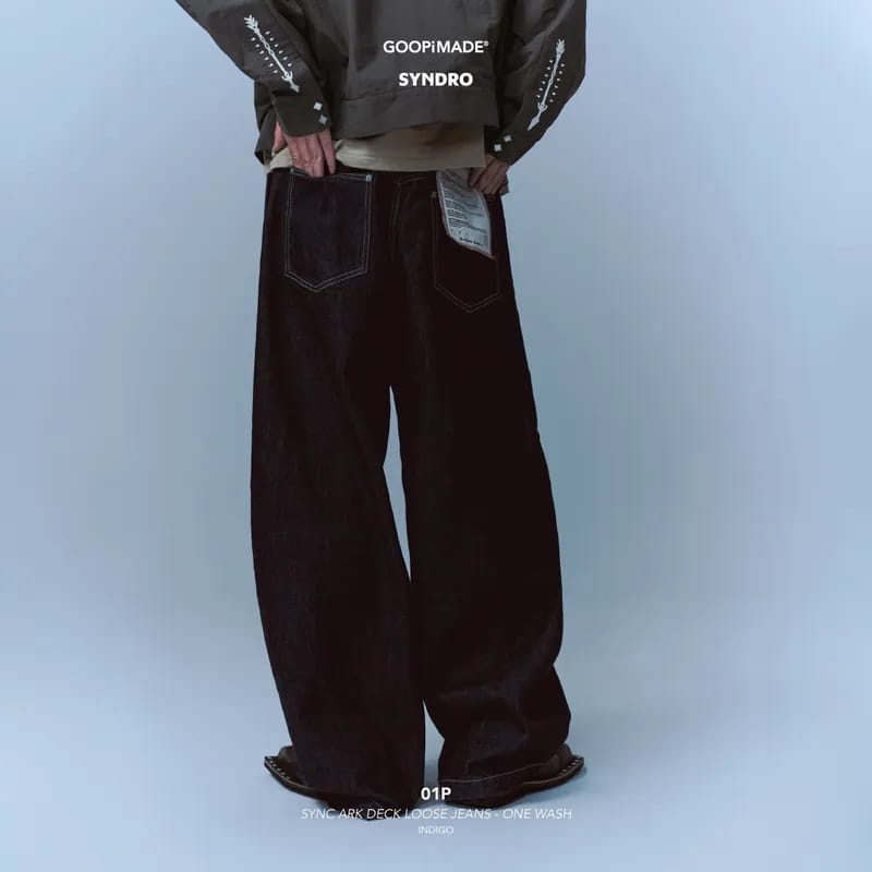 【GOOPiMADE】01P-SYNC ARK DECK LOOSE JEANS - ONE WASH INDIGO 0