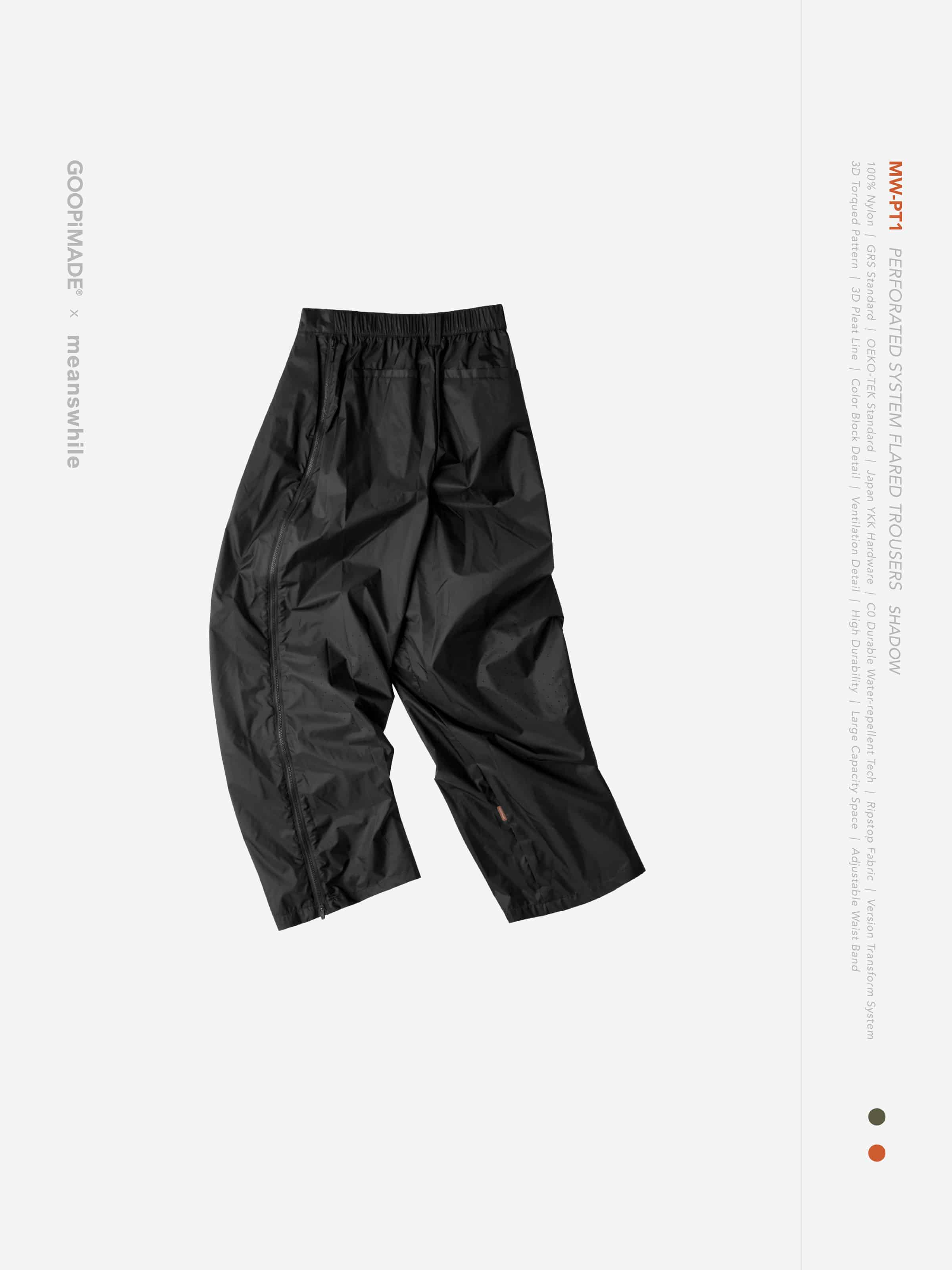 【GOOPiMADE×meanswhile】“MW-PT1” Perforated System Flared Trousers - Shadow Shadow 1