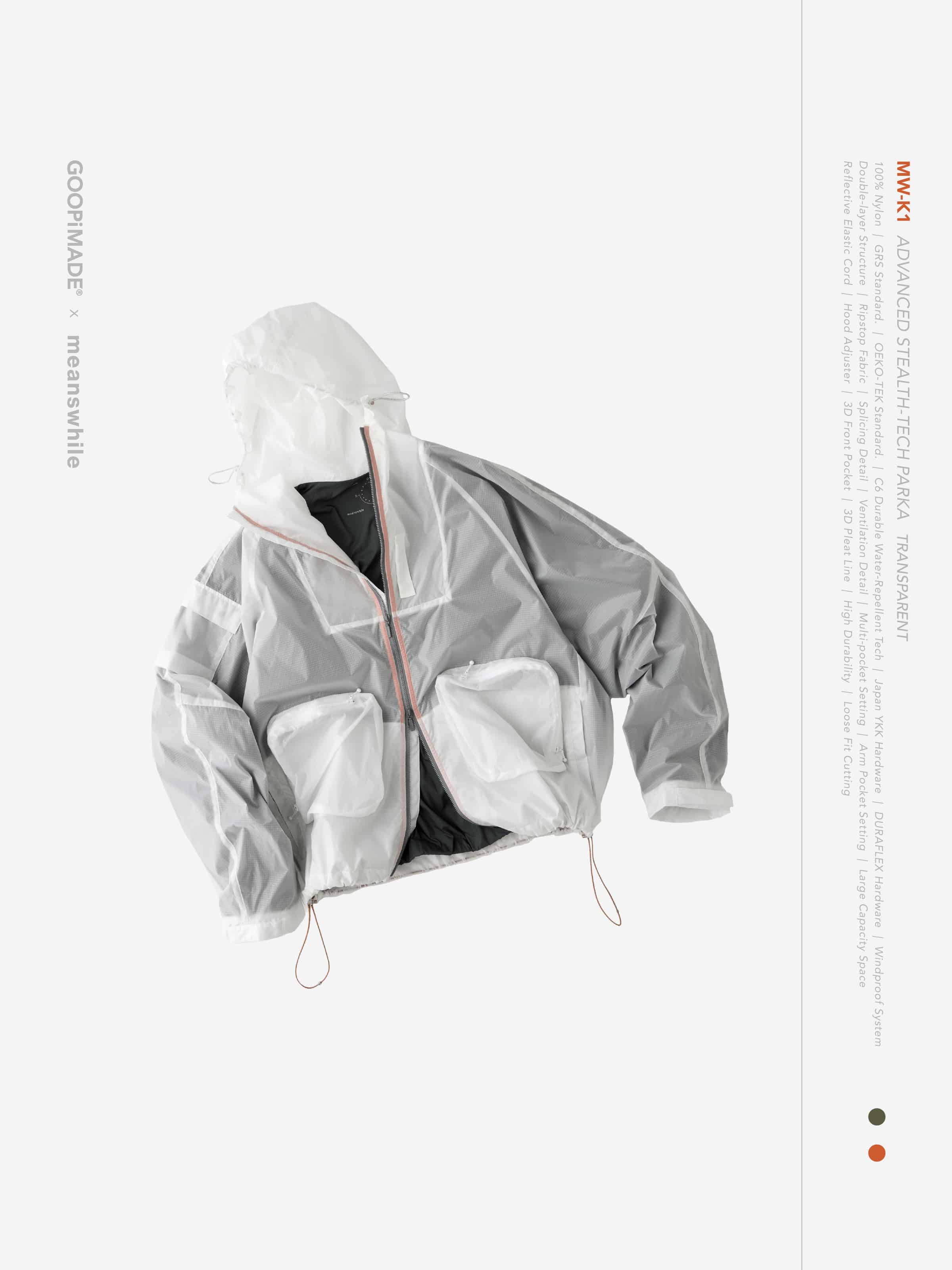 【GOOPiMADE × meanswhile】“MW-K1” Advanced Stealth-Tech PARKA(Transparent) Transparent 1