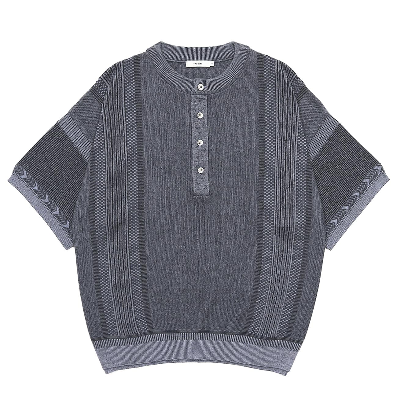 【YASHIKI】Ryokufu Henley Knit (BLUE) BLUE 1