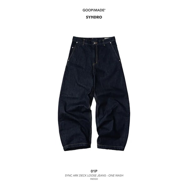 【GOOPiMADE】01P-SYNC ARK DECK LOOSE JEANS - ONE WASH INDIGO 0