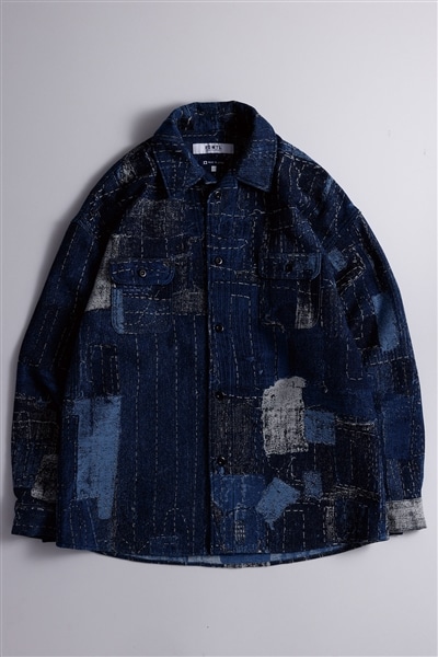 【FDMTL】BORO JAQUARD SHIRTS JACKET RINSE INDIGO 3
