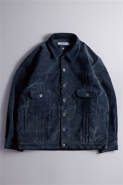【FDMTL】FLOCK LEATHER JACKET RINSE INDIGO 2