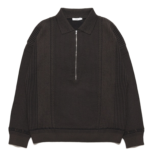 【YASHIKI】Teriha Zip Polo (BROWN) BROWN 1