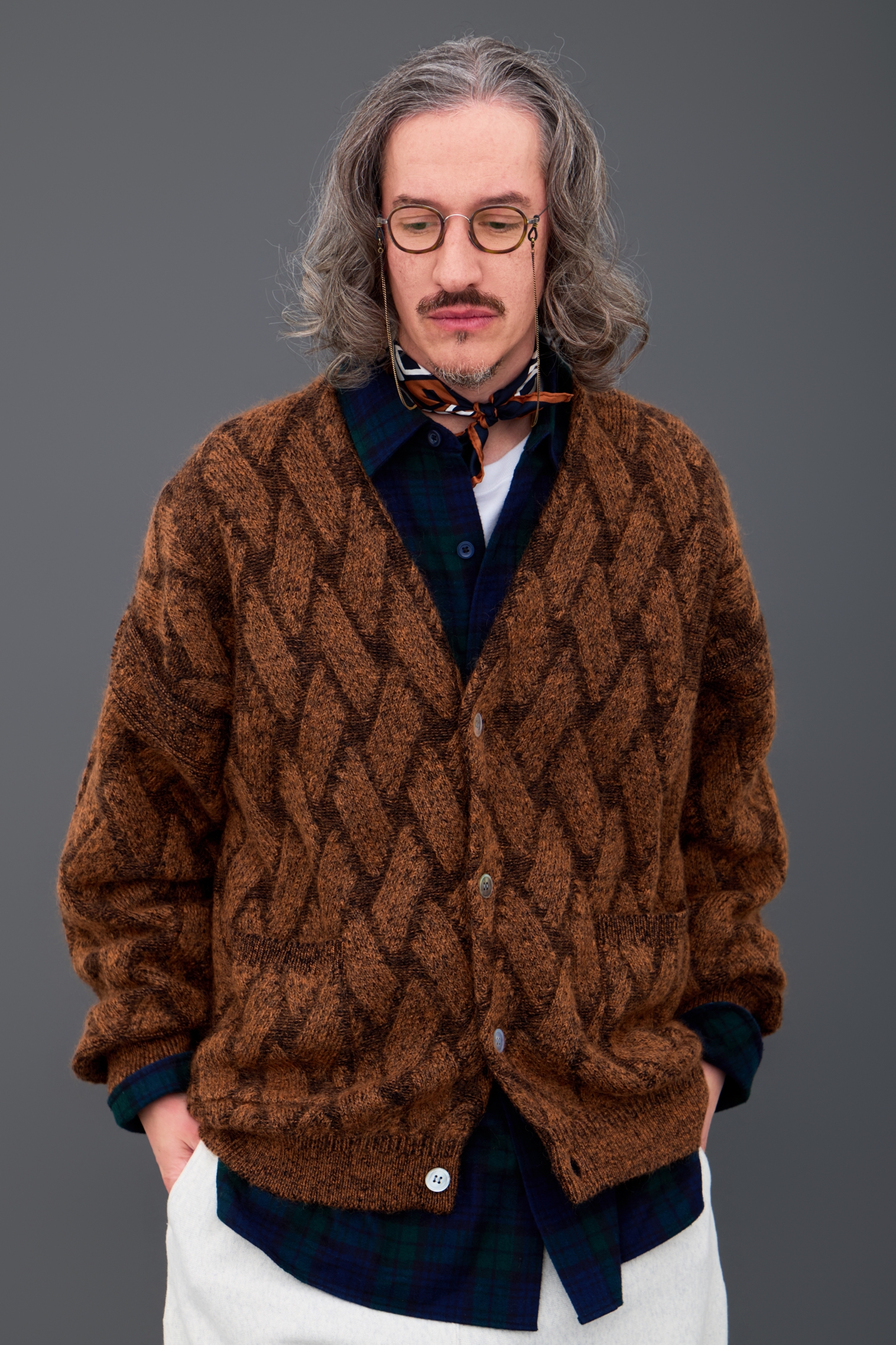 【YASHIKI】Ochiba mohair Cardigan (ORANGE) ORANGE 1