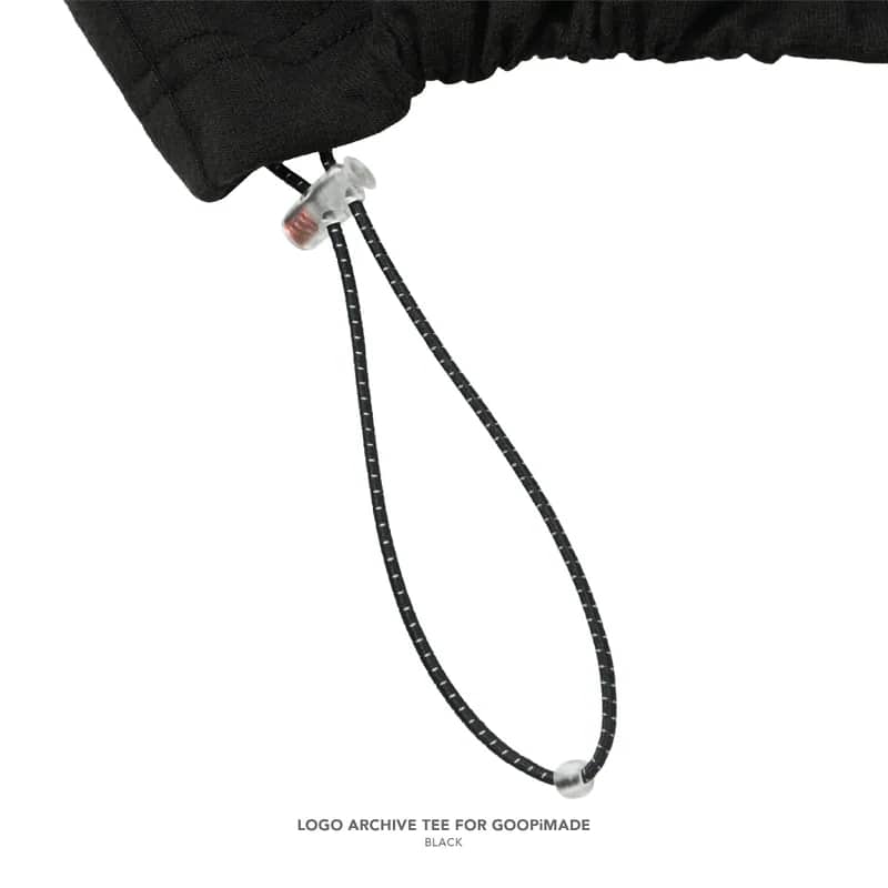 【GOOPiMADE】LOGO ARCHIVE TEE WITH DRAWSTRING FOR GOOPiMADE - BLACK BLACK 1