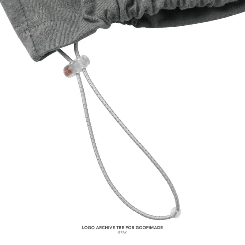 【GOOPiMADE】LOGO ARCHIVE TEE WITH DRAWSTRING FOR GOOPiMADE - GRAY GRAY 1