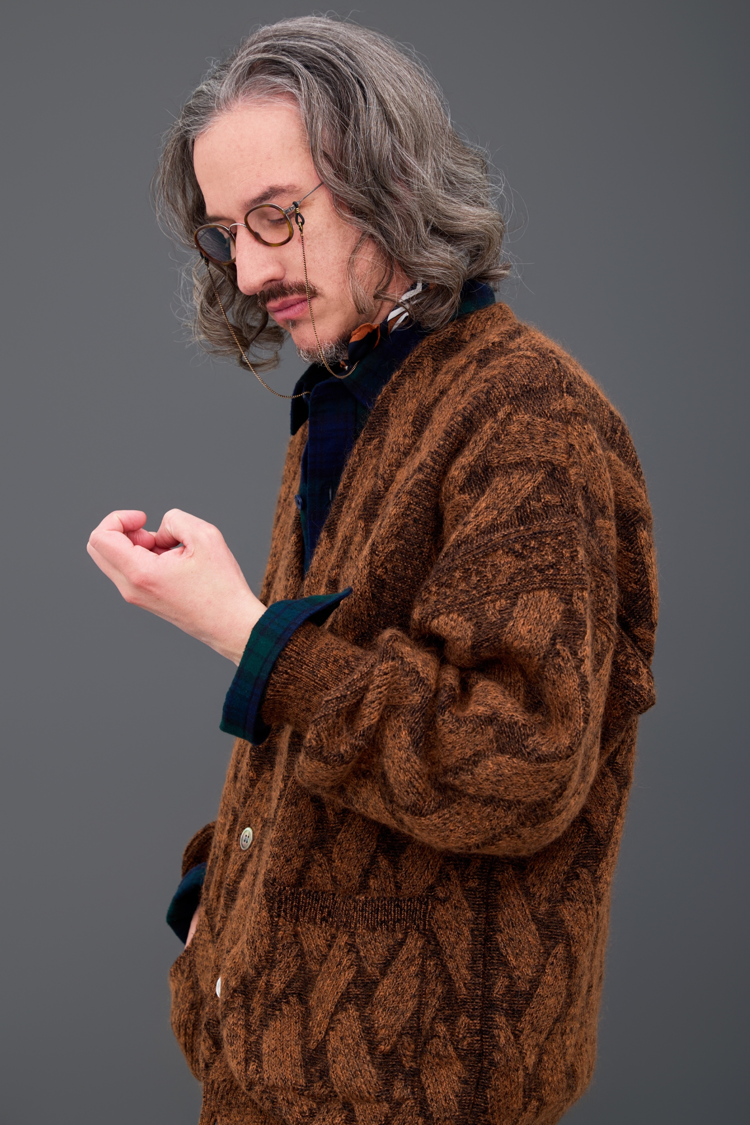 【YASHIKI】Ochiba mohair Cardigan (ORANGE) ORANGE 1