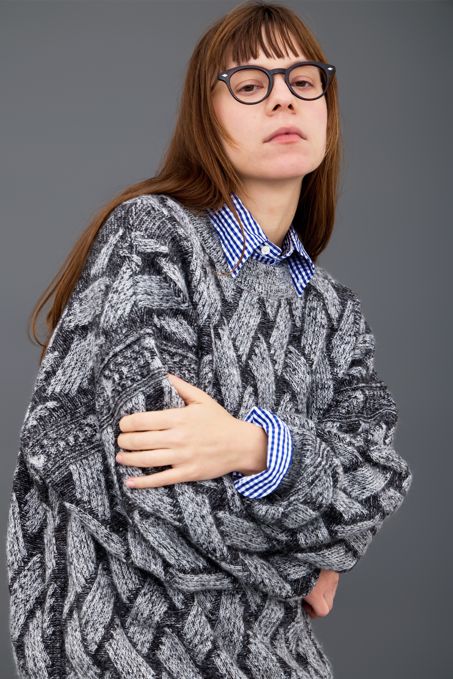【YASHIKI】Ochiba mohair Knit (MIX-GRAY) MIX-GRAY 1
