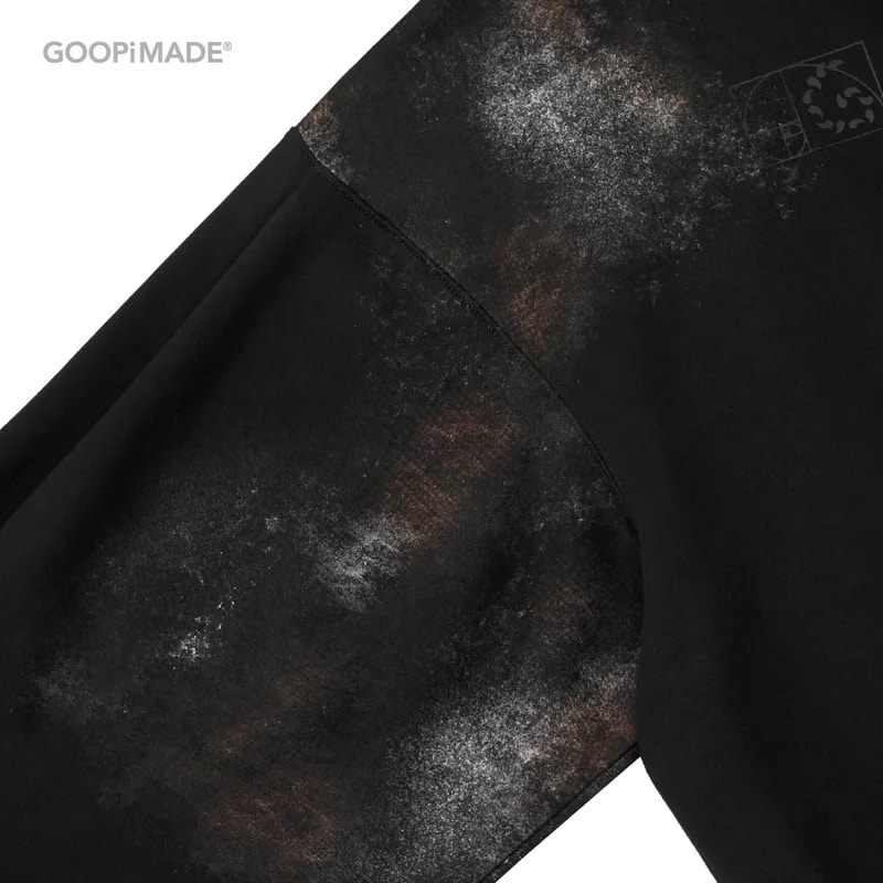 【GOOPiMADE】H39-SP Distressed Logo Hoodie  (Shadow) Shadow 1