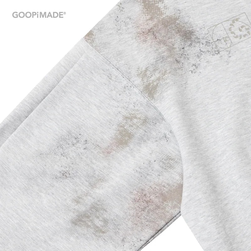  【GOOPiMADE】H39-SP Distressed Logo Hoodie  (Gray) Gray 1