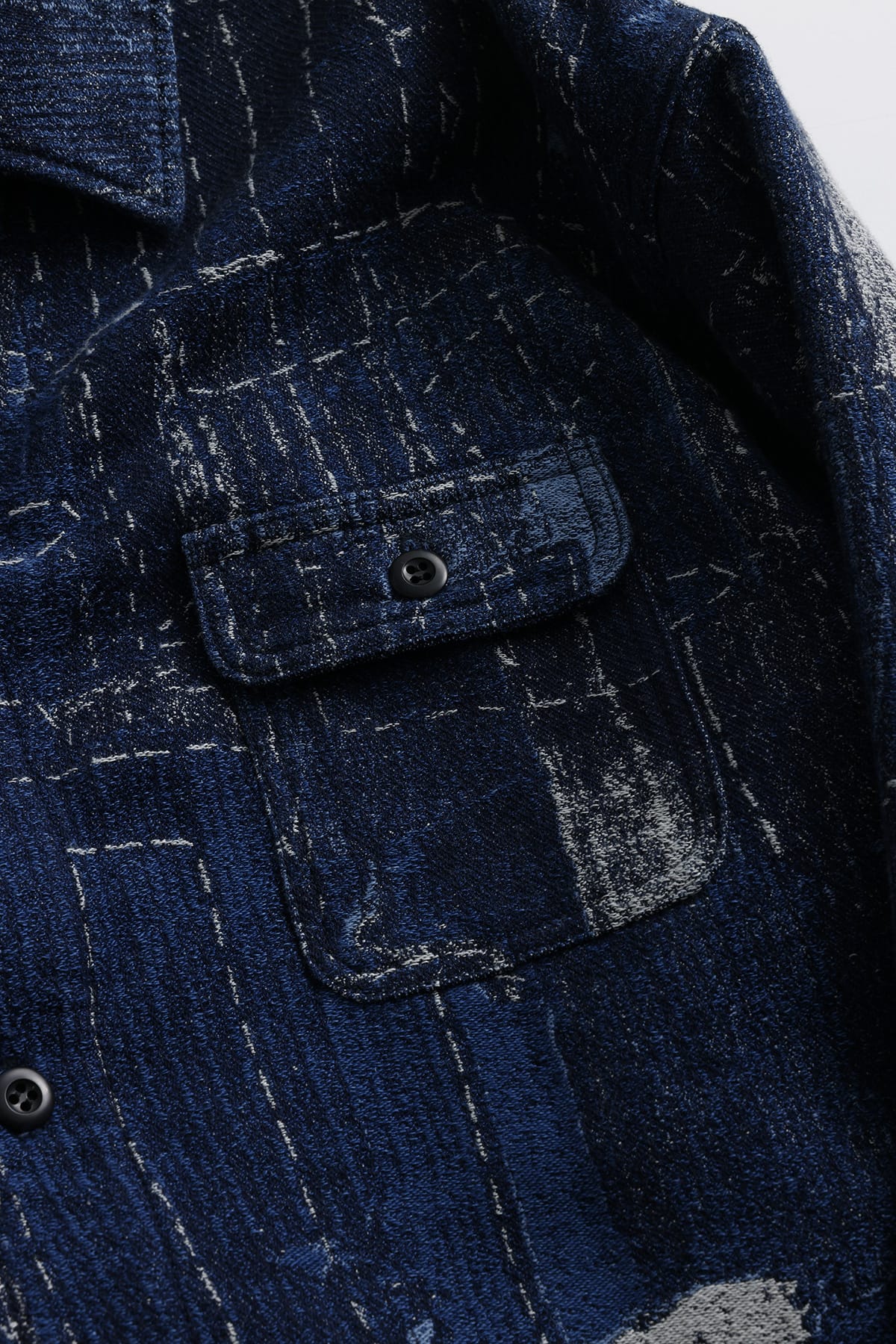 【FDMTL】BORO JAQUARD SHIRTS JACKET RINSE INDIGO 2