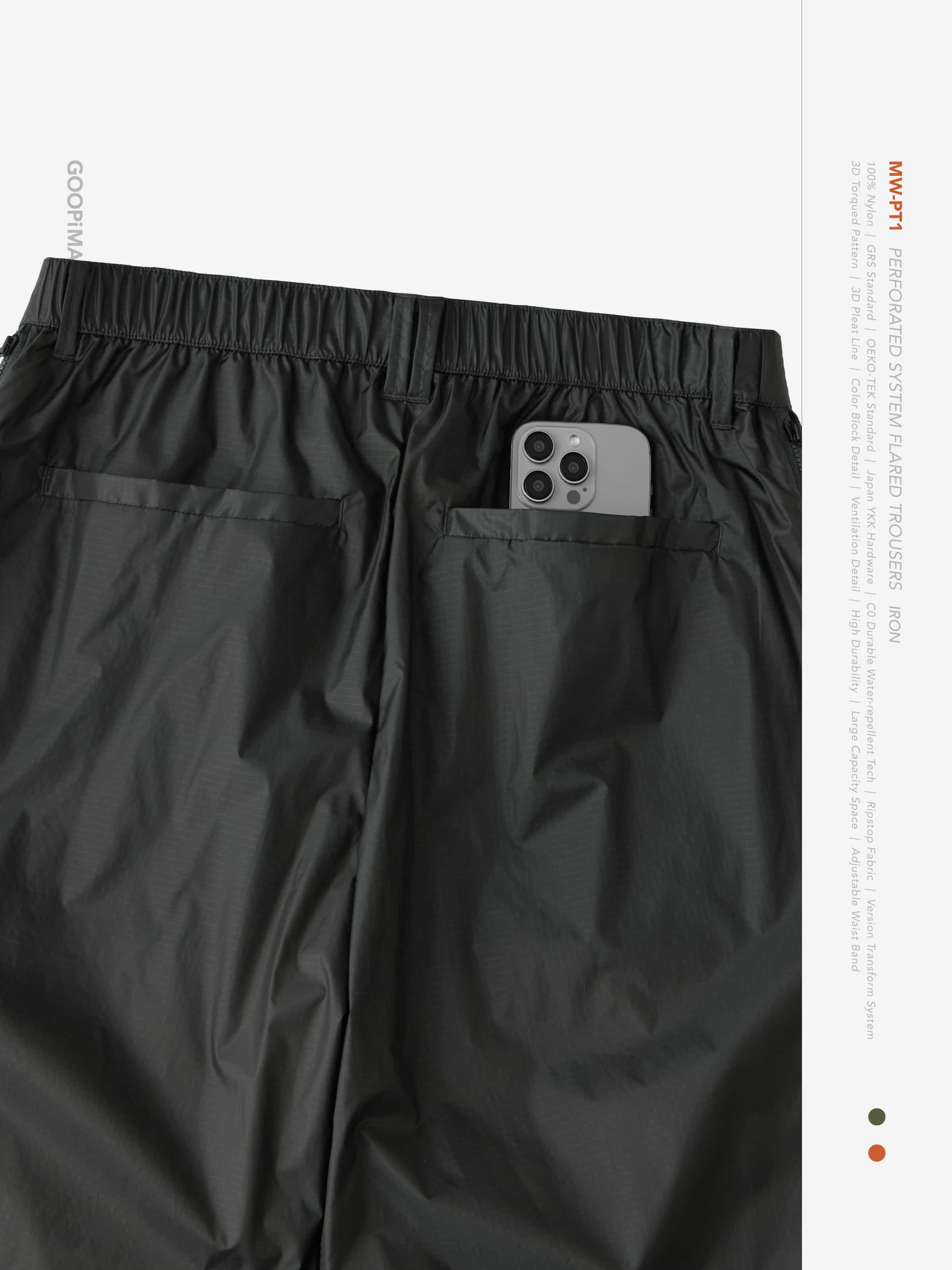 【GOOPiMADE×meanswhile】“MW-PT1” Perforated System Flared Trousers - Irom Iron 1