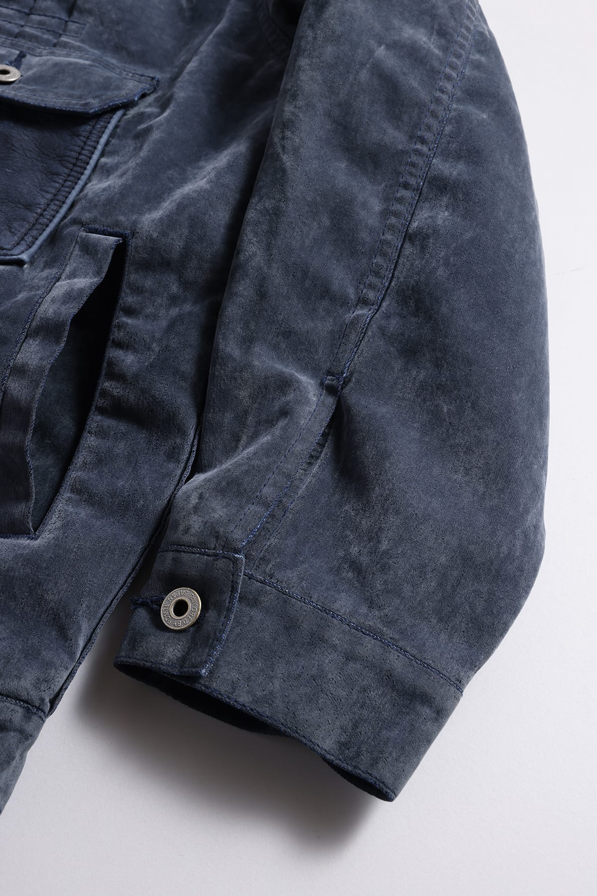 【FDMTL】FLOCK LEATHER JACKET RINSE INDIGO 2