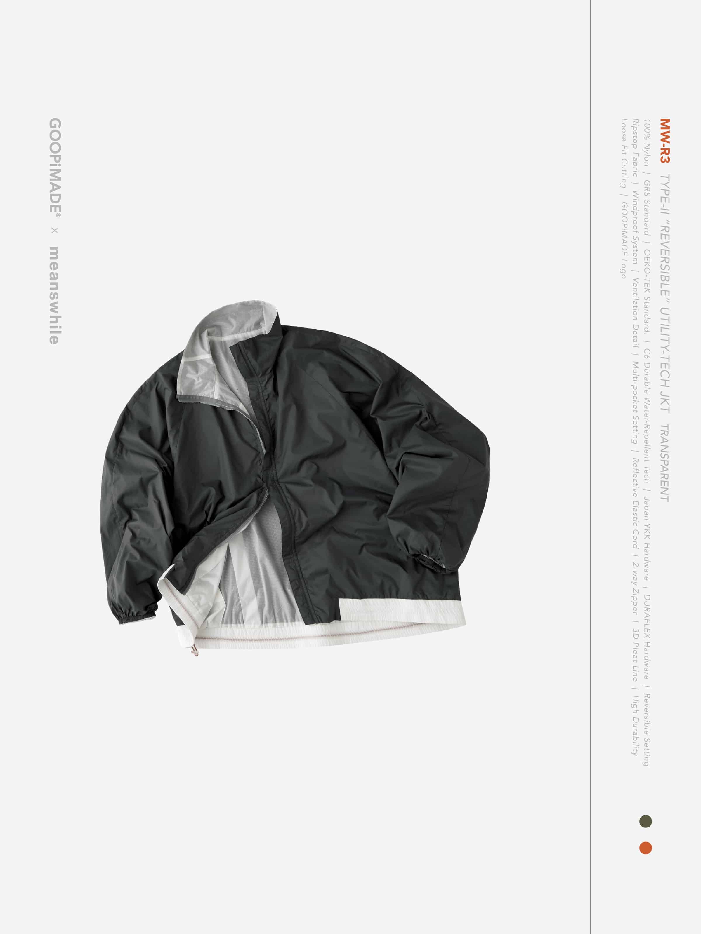 GOOPiMADE x meanswhile “MW-R3” Type-II “REVERSIBLE” Utility-Tech JKT(Transparent) Transparent 1