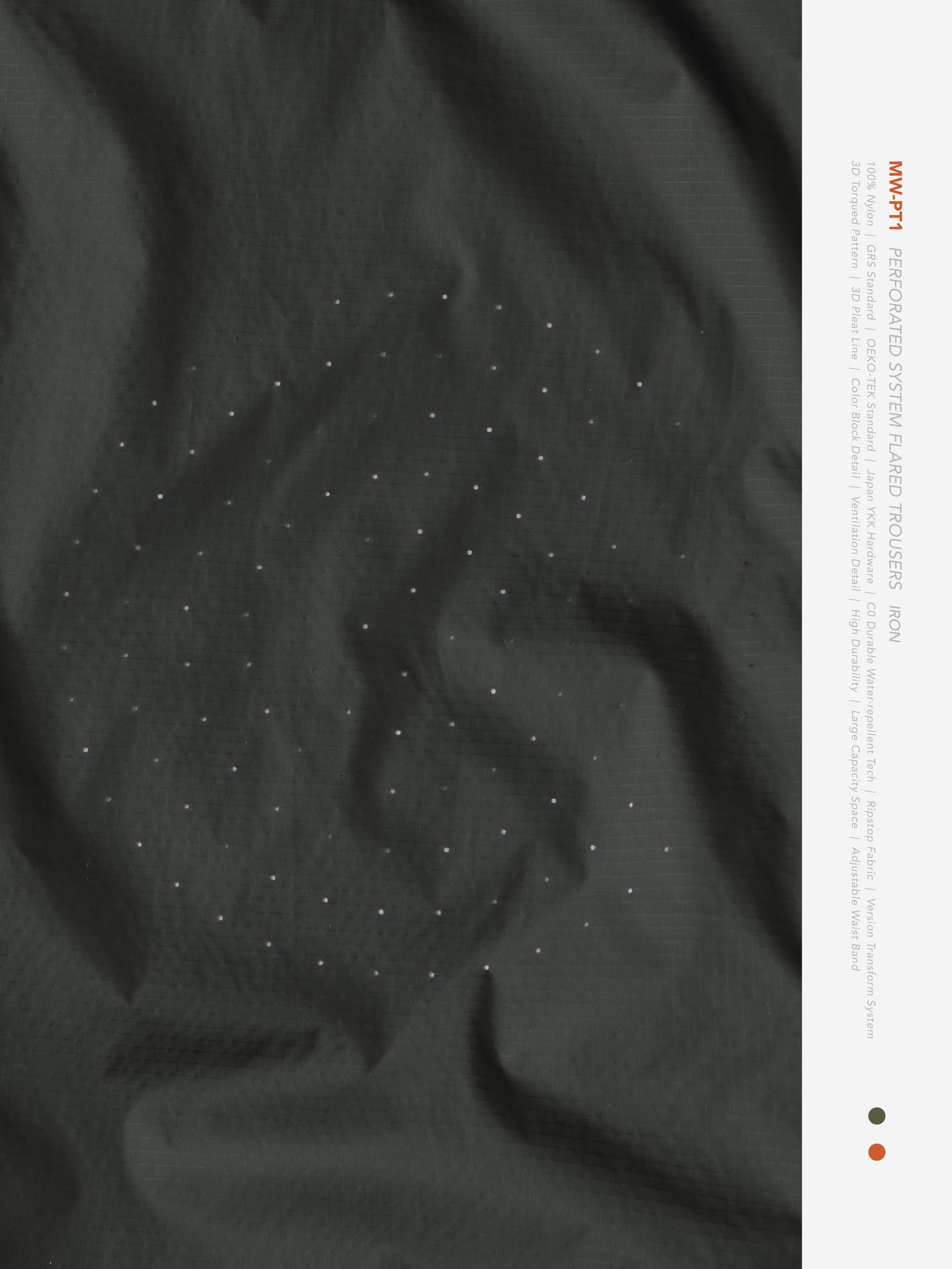 【GOOPiMADE×meanswhile】“MW-PT1” Perforated System Flared Trousers - Irom Iron 1