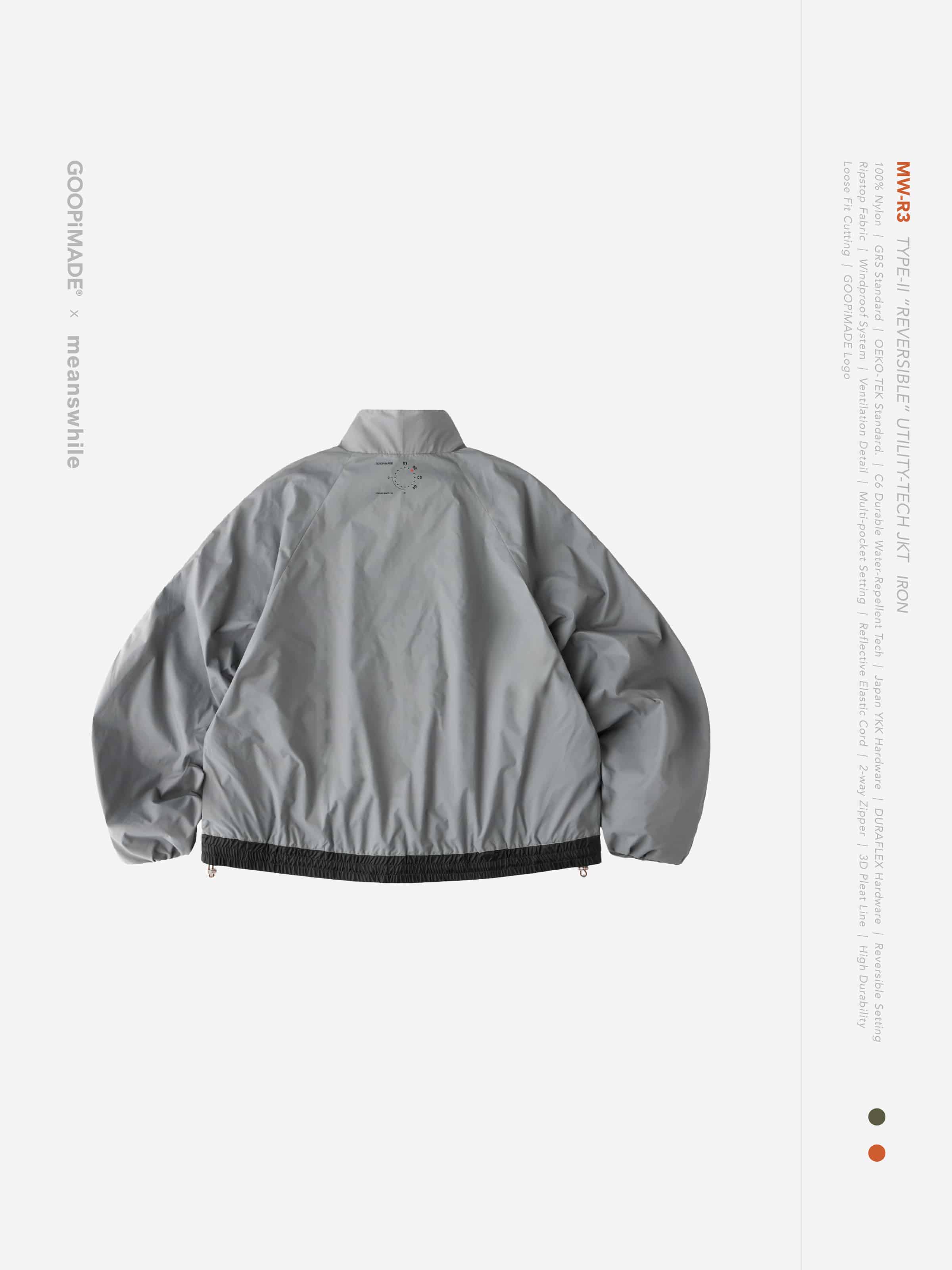 GOOPiMADE x meanswhile “MW-R3” Type-II “REVERSIBLE” Utility-Tech JKT(Iron) Iron 1