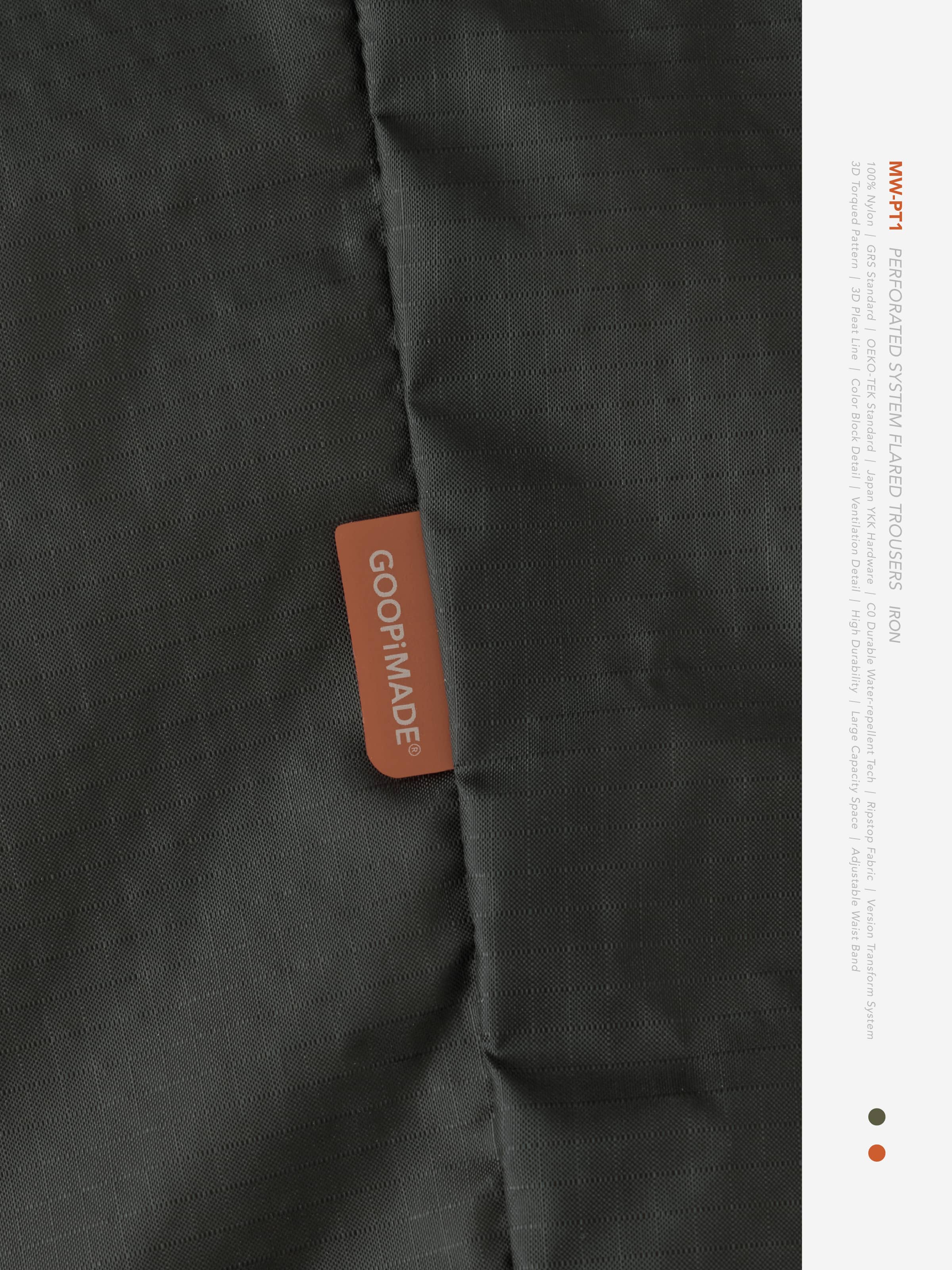 【GOOPiMADE×meanswhile】“MW-PT1” Perforated System Flared Trousers - Irom Iron 1