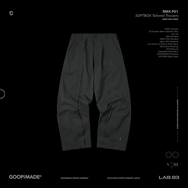 【GOOPiMADE】SOFTBOX Tailored Trousers Dark Loch-Ness 1