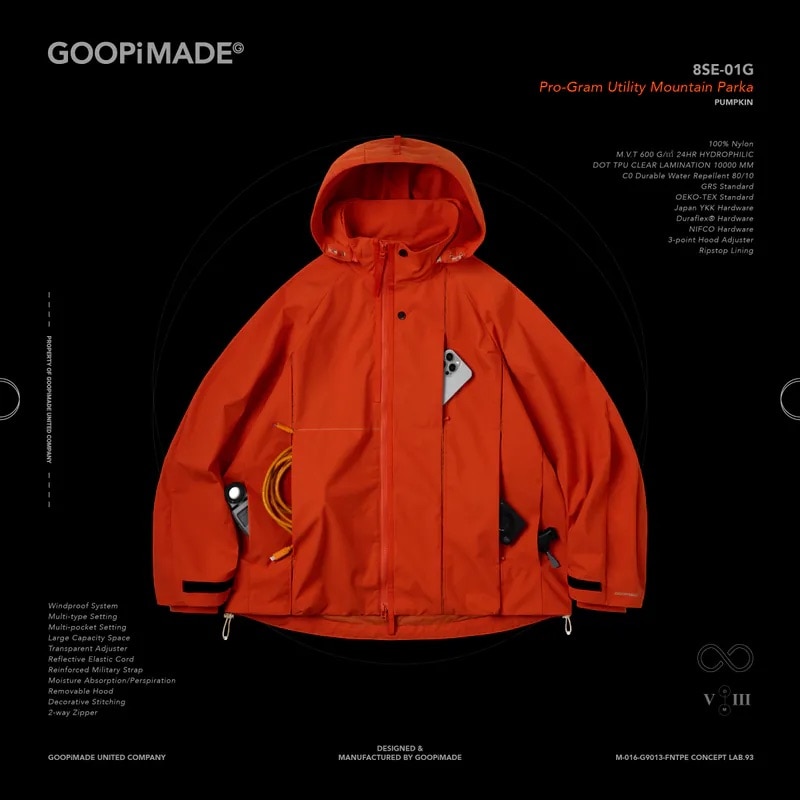 【GOOPiMADE】Pro-Gram Utility Mountain Parka Pumpkin 1