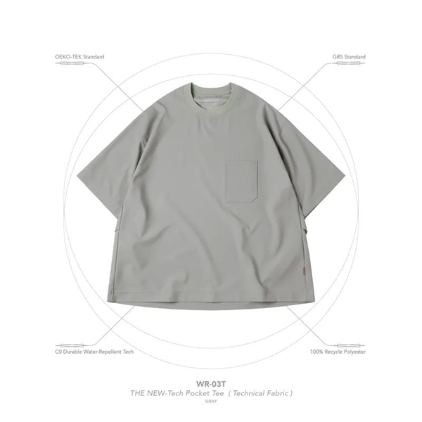 【GOOPiMADE】“WR-03T” THE NEW-Tech Pocket Tee (Technical Fabric) - Gray Gray 1