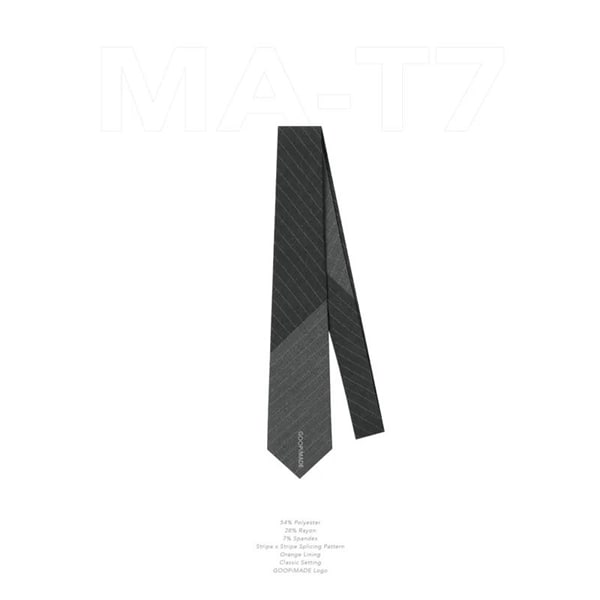 【GOOPiMADE】“MA-T7” Stripe x Stripe Mixed Tie - Mixed Gray Mixed Gray Free