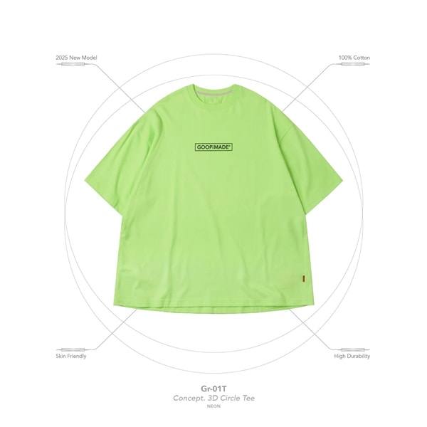 【GOOPiMADE】"Gr-01T" Concept. 3D Circle Tee - Neon Neon 1