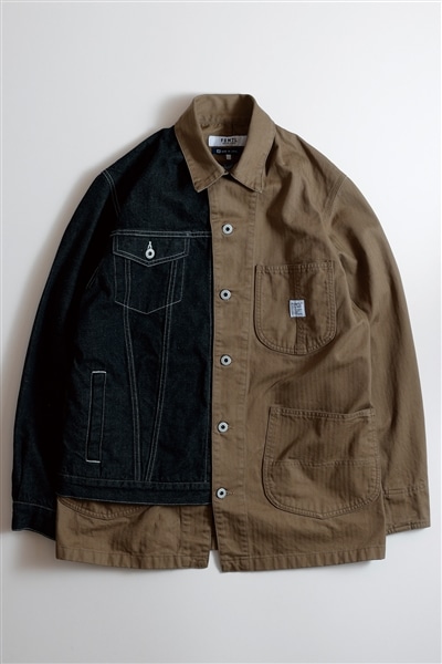 【FDMTL】THIRD JACKET COVERALL RINSE BROWN 3