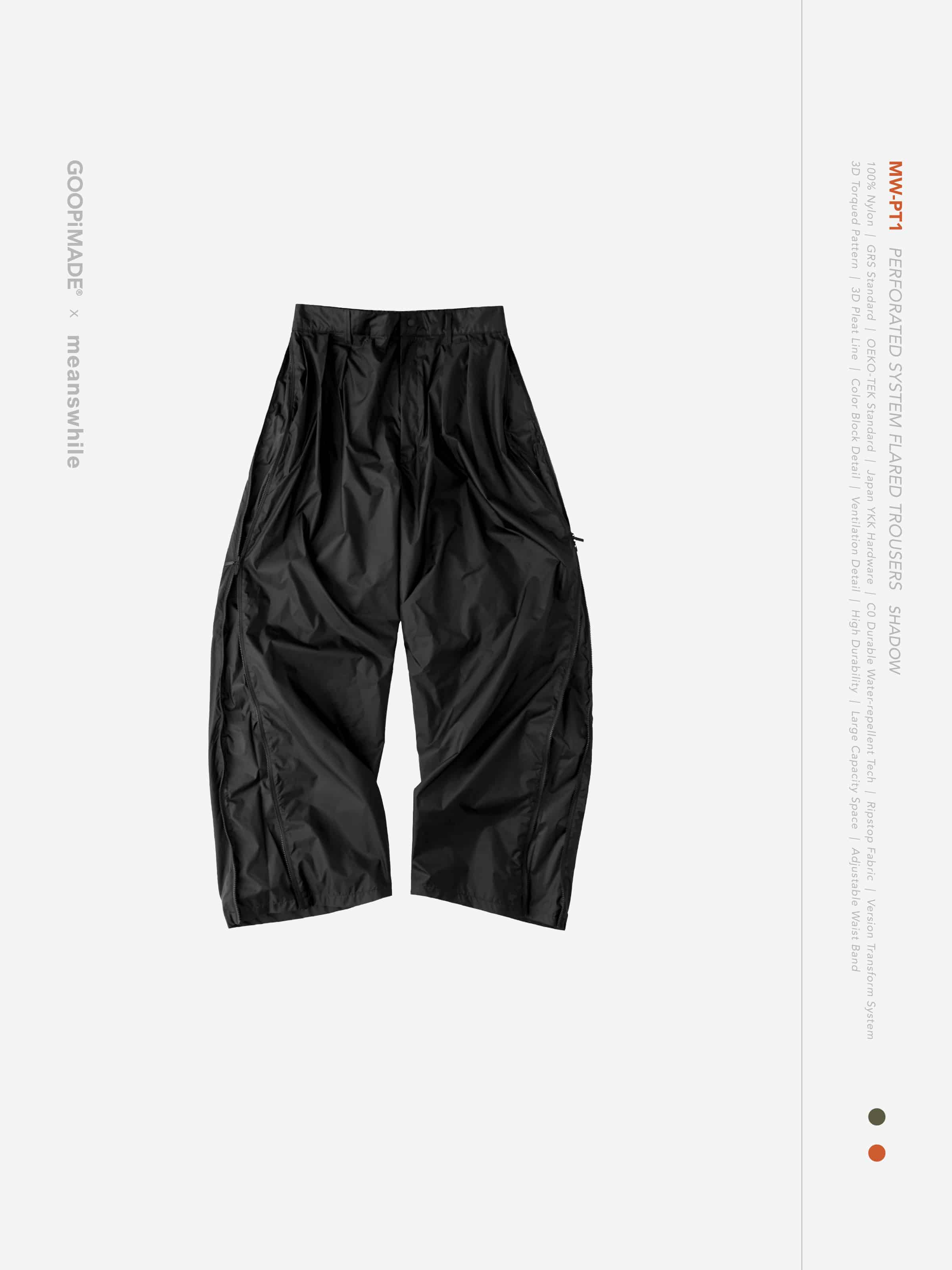 【GOOPiMADE×meanswhile】“MW-PT1” Perforated System Flared Trousers - Shadow Shadow 1