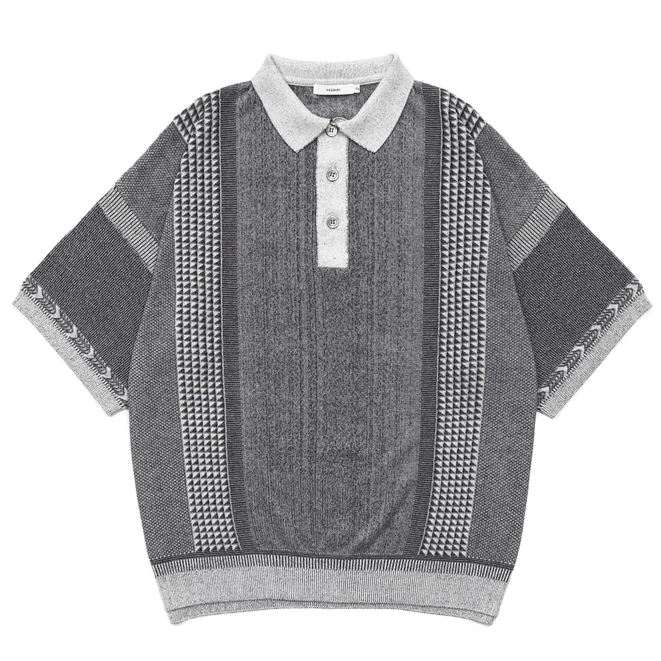 【YASHIKI】Aotsuyu Knit Polo (MIX-GRAY) MIX-GRAY 1