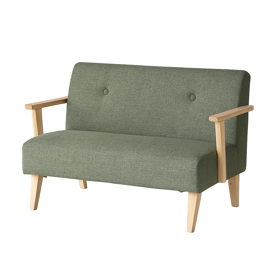 ウッドアームソファ グリーン